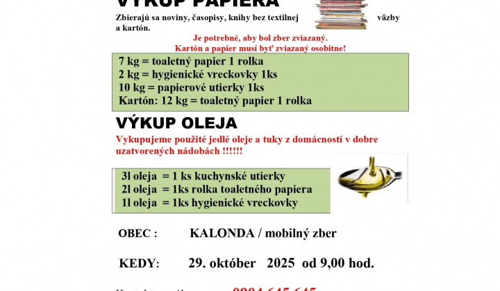 Výkup papiera a použitého oleja