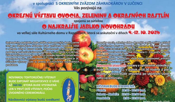 Okresná výstava ovocia, zeleniny a okrasných rastlín spojenej so súťažou O najkrajšie jablko Novohradu